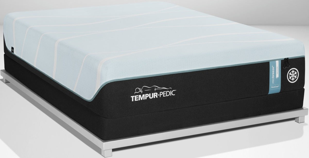 Tempur-PedicÂ® TEMPUR-PRObreezeÂ™ medium Hybrid Full Mattress and TEMPUR-FlatÂ™ High Profile Foundation